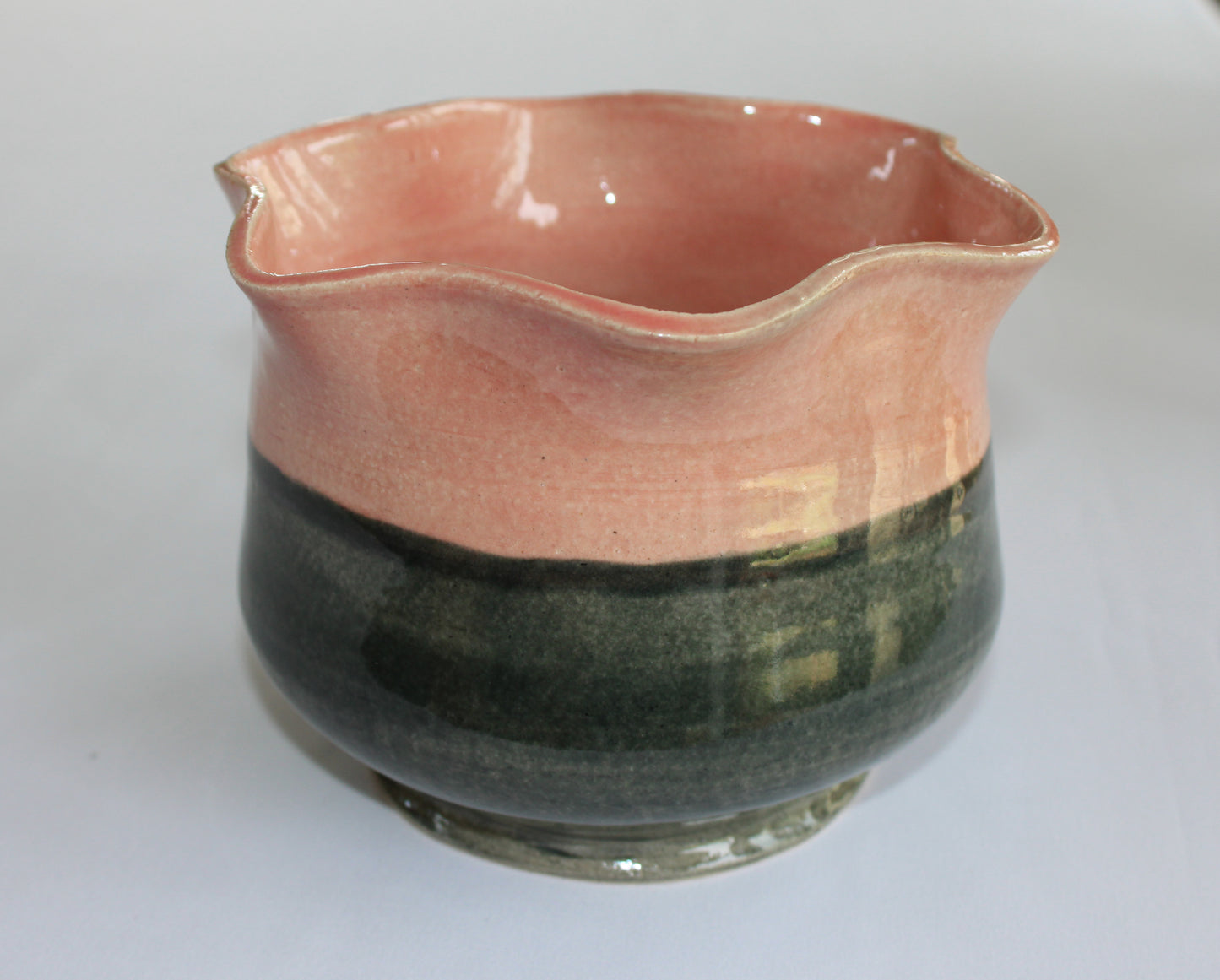 Decorative pot | Planter | Serving pot - Wavy pink and gray
