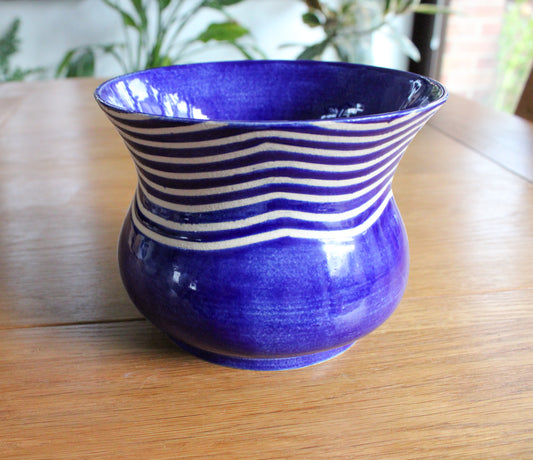 Decorative pot | Planter | Serving pot - Blue with waves