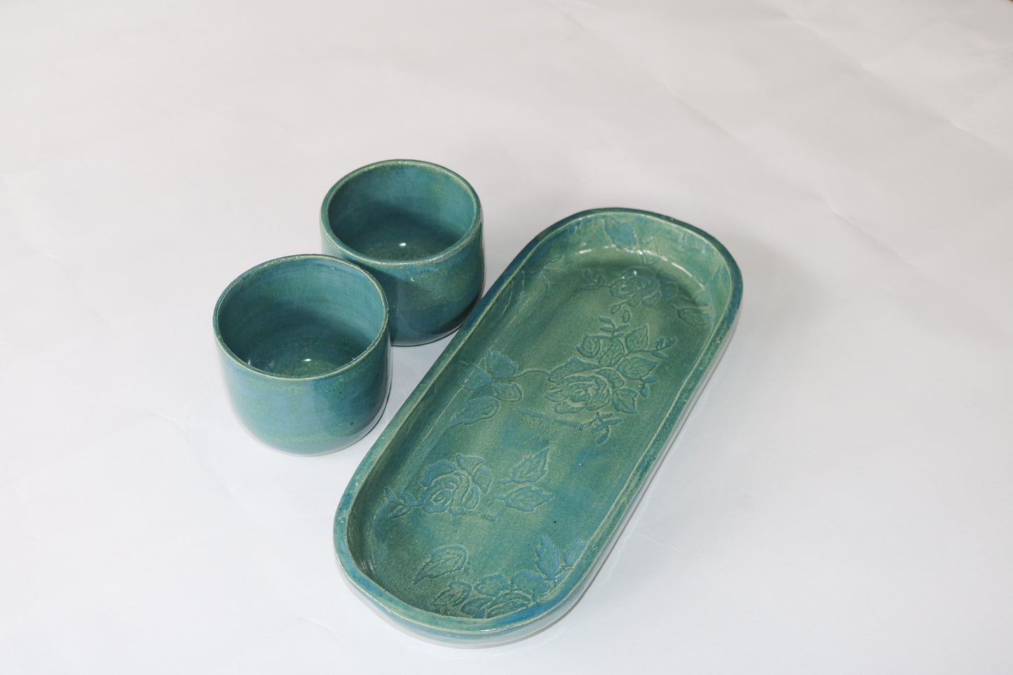 Chip & Dip serving set - peacock blue