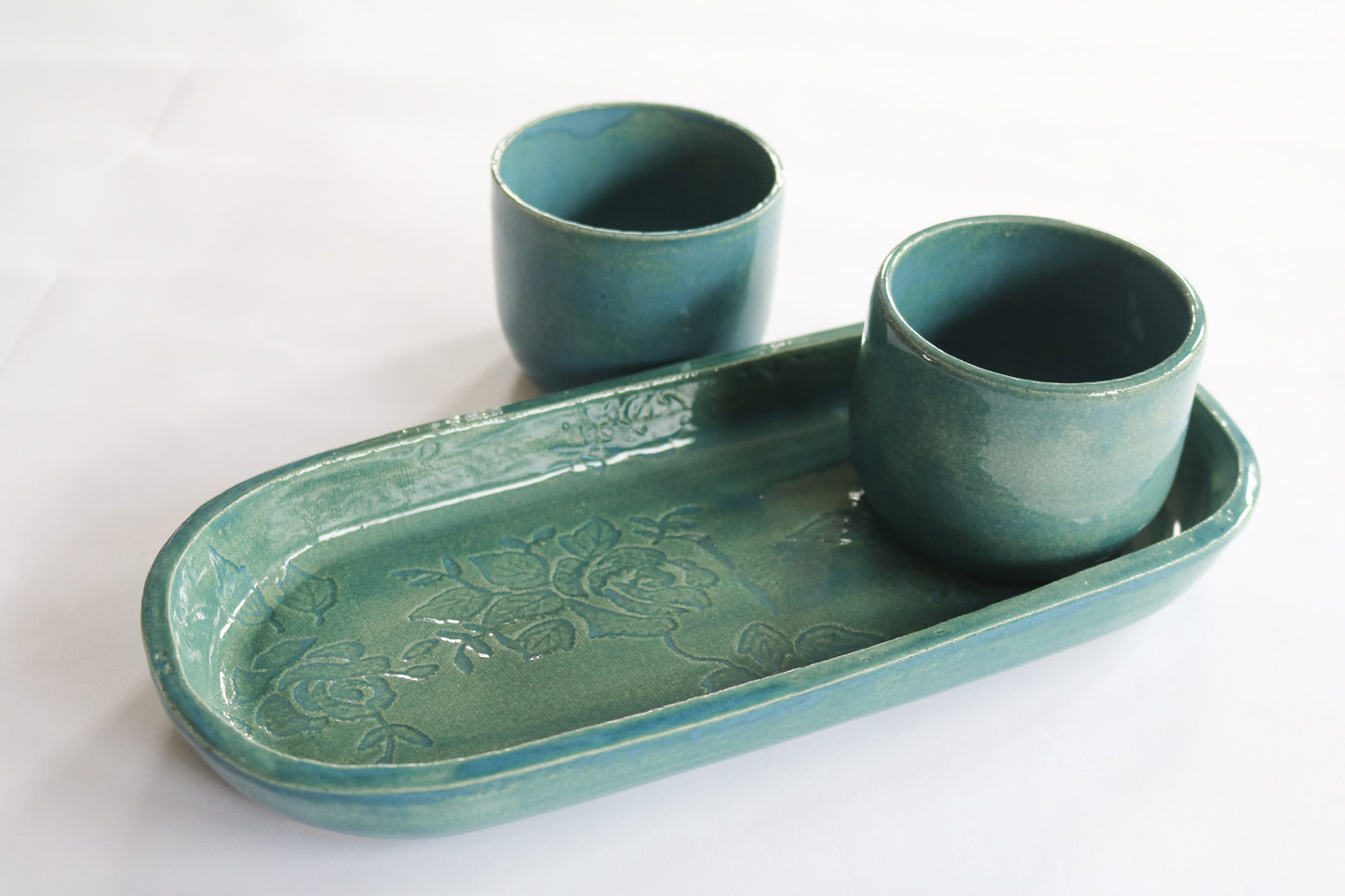 Chip & Dip serving set - peacock blue